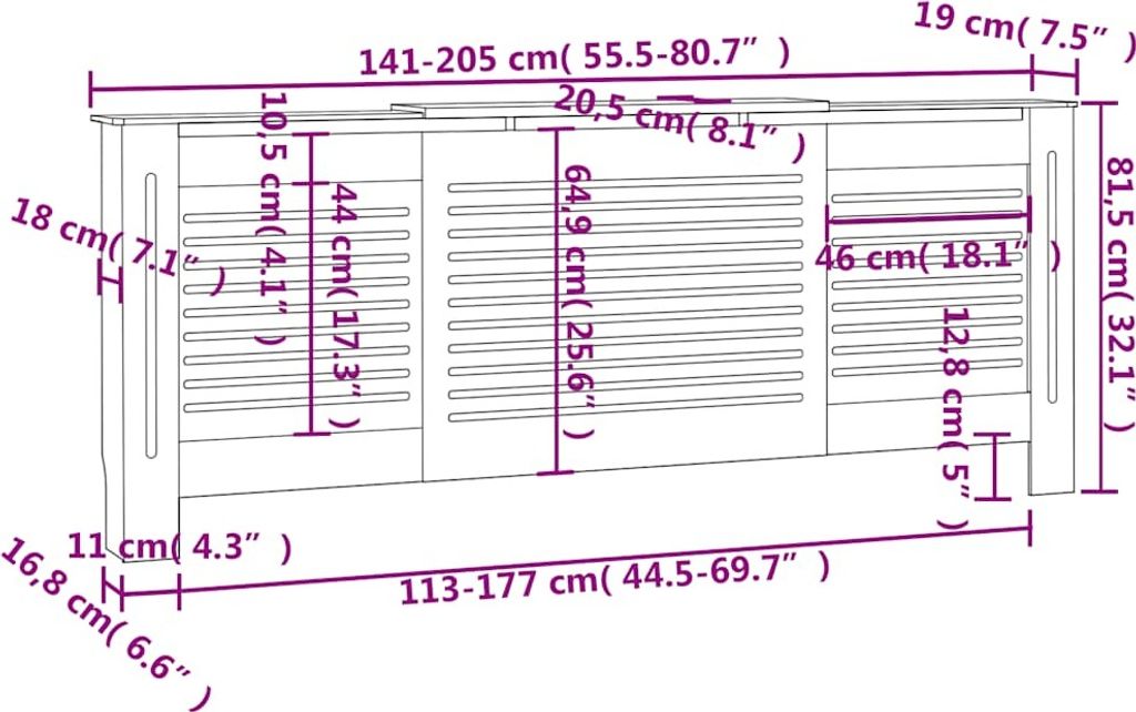 vidaXL Panele grzejnikowe MDF białe 205 cm Zdjęcie produktu 7