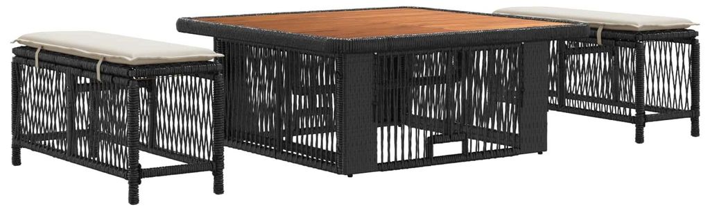 vidaXL Garten Essgruppe mit Kissen 3 pcs Beige und Creme Poly-Rattan
