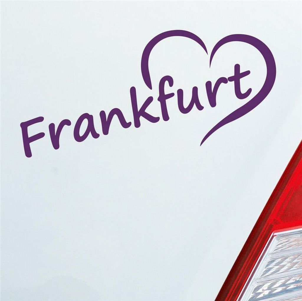 Auto Aufkleber Frankfurt Herz Stadt City Liebe Love Heimat 18x8 cm Lila Sticker Heckscheibenaufkleber