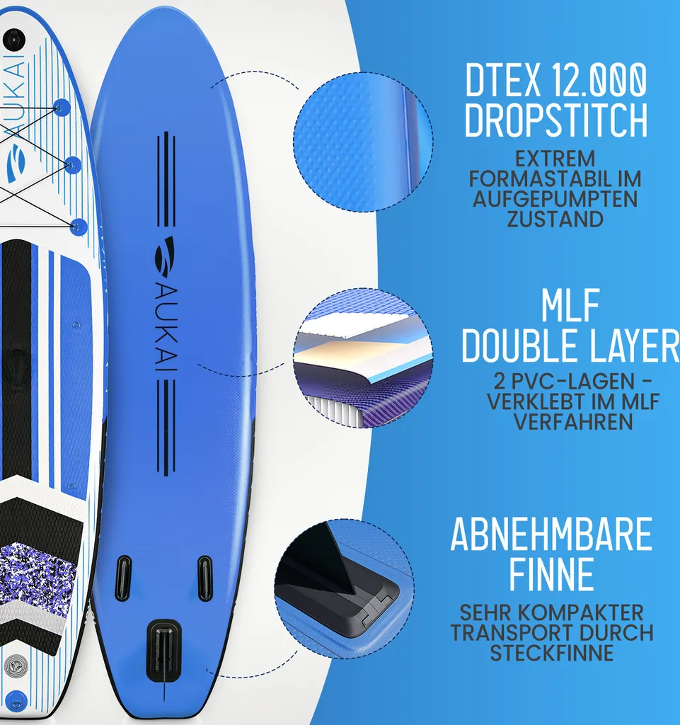 Planche de Paddle Gonflable 2-en-1 Modèle Polyvalent 320 cm Gris Clair