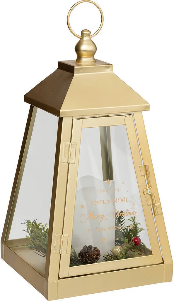 Lanterna in Metallo Nero 32x17cm con Candela LED - Decorazione Casa