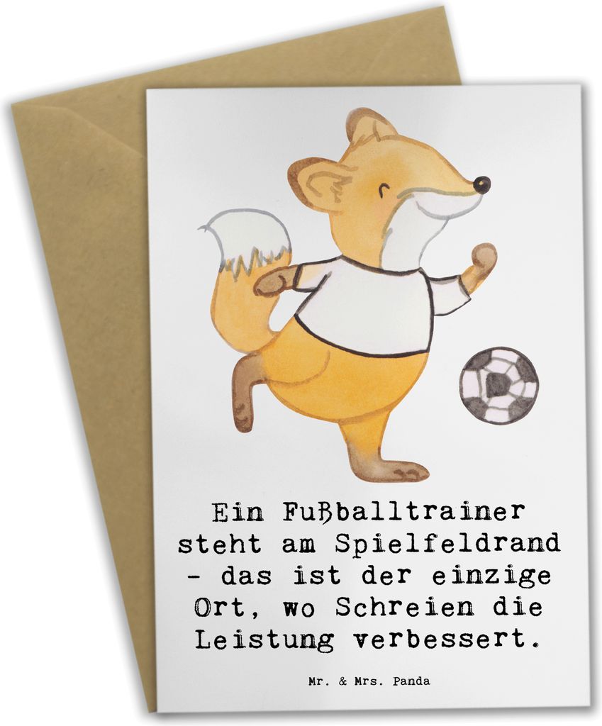 Mr. & Mrs. Panda Klappkarte Fußballtrainer Energie - Weiß - Geschenk, Leidenschaft, Geschenke für Berufstätige, glückwunschkarten, Team, oster...