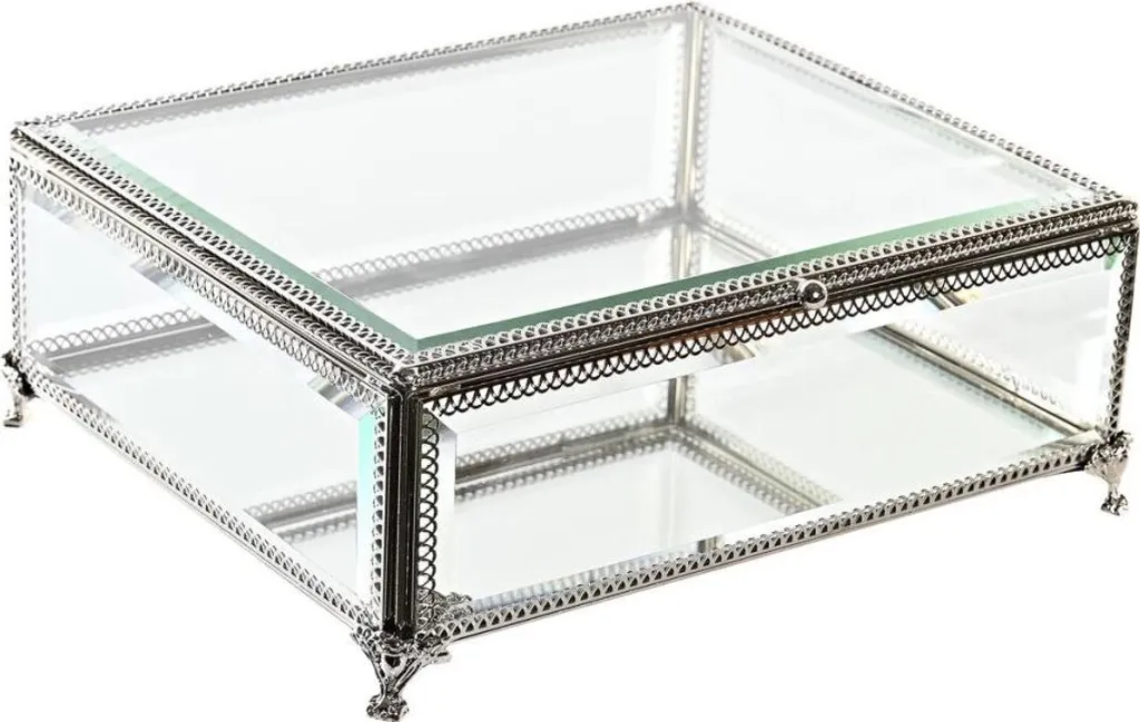 Coffret à Bijoux de Luxe en Verre et Métal Transparent Design 25x21cm