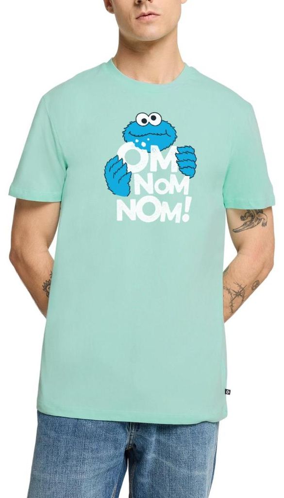 Spreadshirt Sesamstraße Krümelmonster Om Nom Nom Männer Premium T-Shirt, L, Mint