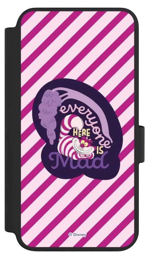 NIVOCASE Klapphülle für Samsung Galaxy S23 Handyhülle aus Kunst Leder NIVOflip schwarz Alice im Wunderland Disney Grinsekatze
