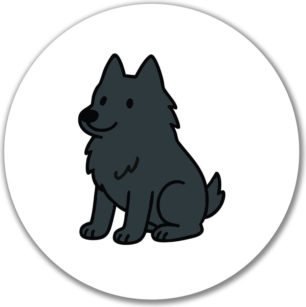 Huuraa Aufkleber Schipperke Comic Schippi 10cm rund Sticker Geschenkidee