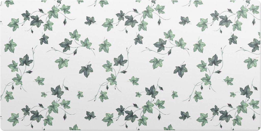 Efeublätter Auf Weiß– Schreibtischunterlage – Schreibtisch Tischunterlage – 120x60 cm – Unterlage Groß Schreibtischmatte