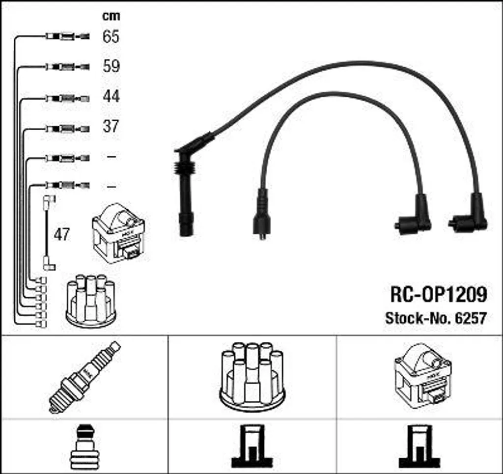 Kit Cavi Candele NGK 6257 Opel Astra F - Sostituzione OE 1282045