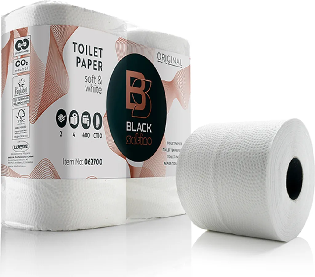 Carta Igienica Ecologica BlackSatino 400 Strappi | Scelta Zero Waste