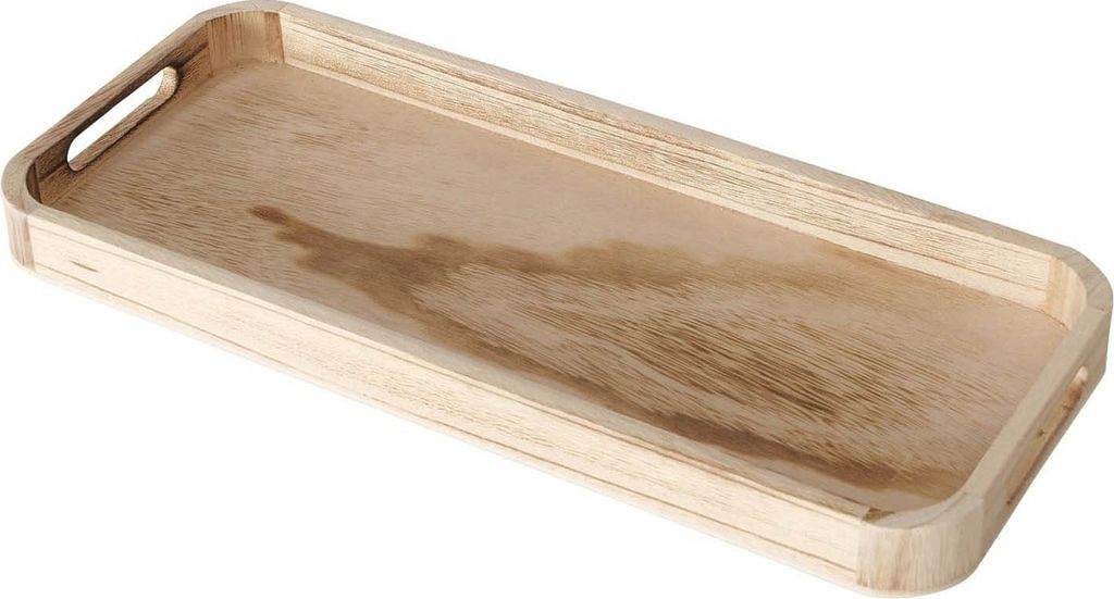 Tablett - 40 x 17 cm - Braun - Paulowniaholz - mit Griffen