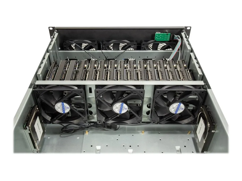 Boîtier PC Inter-Tech 4F28 Mining Rack 4U E-ATX sans alimentation