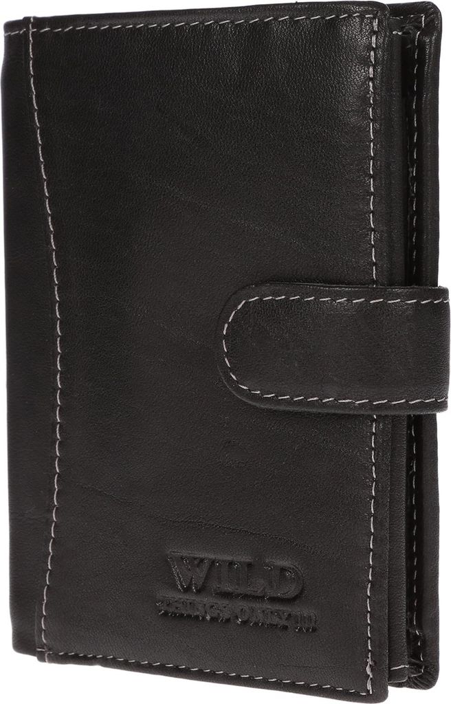Riegel Geldbörse Portemonnaie Geldbeutel Portmonee Herren Echt Leder Hochformat Schwarz