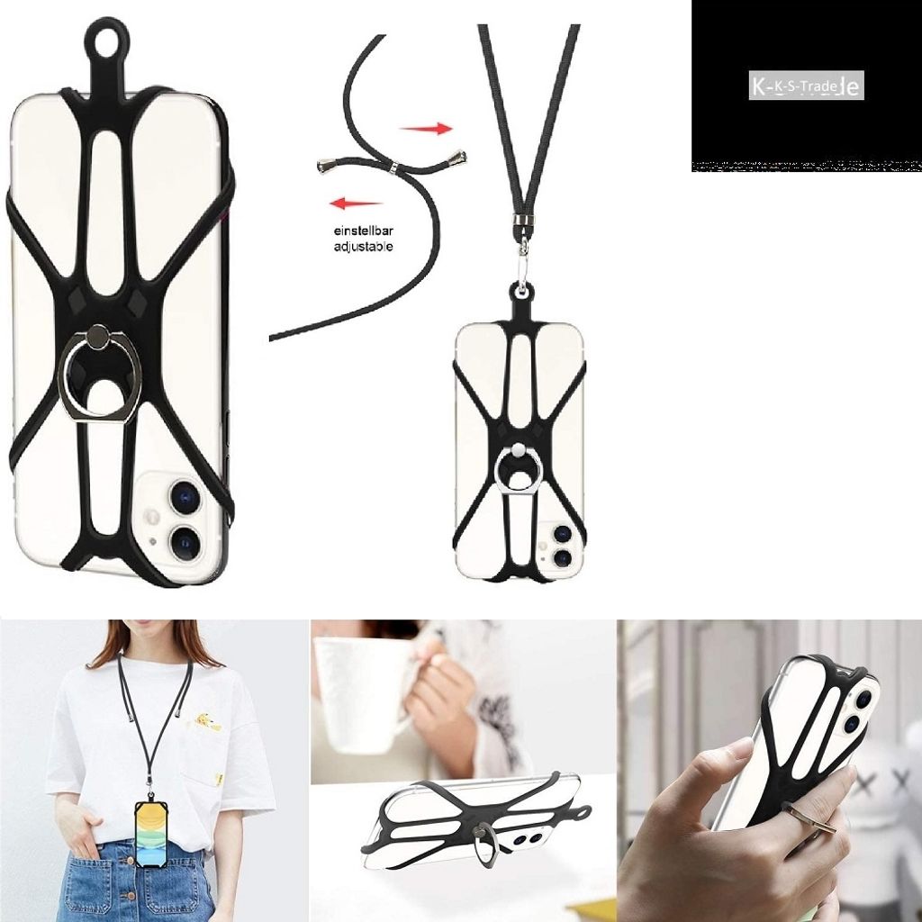 K-S-Trade 3in1 Handykette Handyband Handykordel Halsband Smartphone-Ring Handy-Ring kompatibel mit Xiaomi Mi MIX Alpha Fingerhalterung Handyring