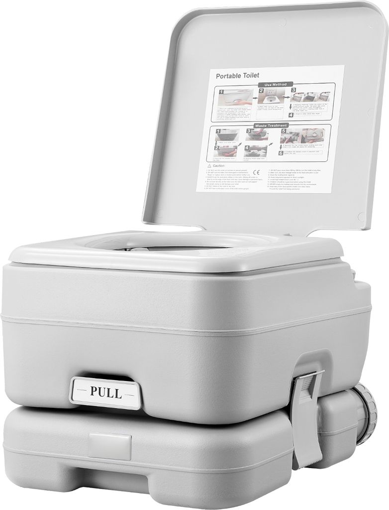 SucceBuy Tragbare Toilette von für Camping, 3,2 Gallonen Abwassertank, Toilettenstuhl mit Druckspülung und Druckknopf, auslaufsichere und geruchs...