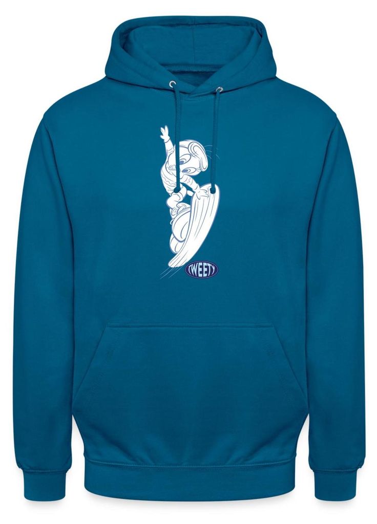 Spreadshirt Looney Tunes Tweety Mit Snowboard Uni Hoodie, XXL, Tiefseeblau