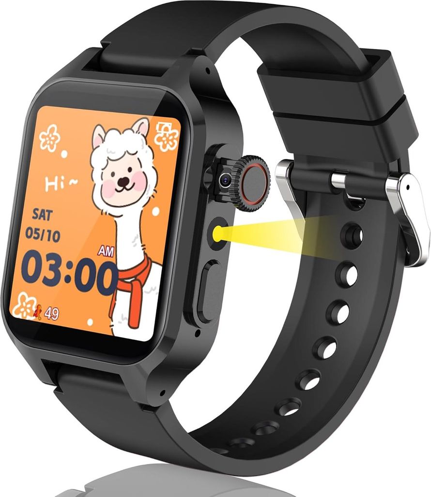 Kinder Smartwatch mit Kamera, 3 Sportmodi, Schrittzähler, 22 animierte Hintergrundbilder, Lernkarte, Wecker, Hörbuch, Musik, Rekorder