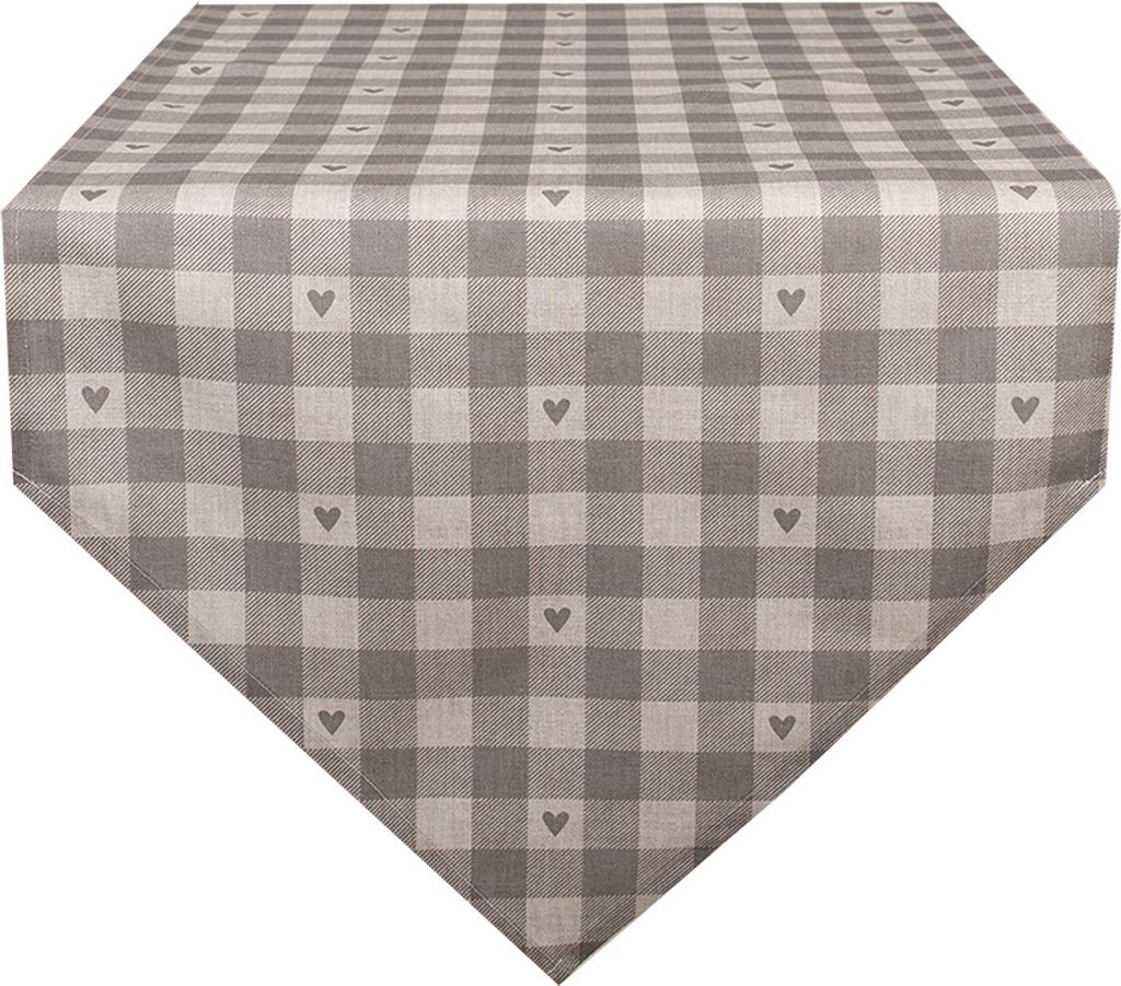 Clayre & Eef Bežec na stôl 50x160 cm Béžová Sivá Bavlnené Obrázok produktu 