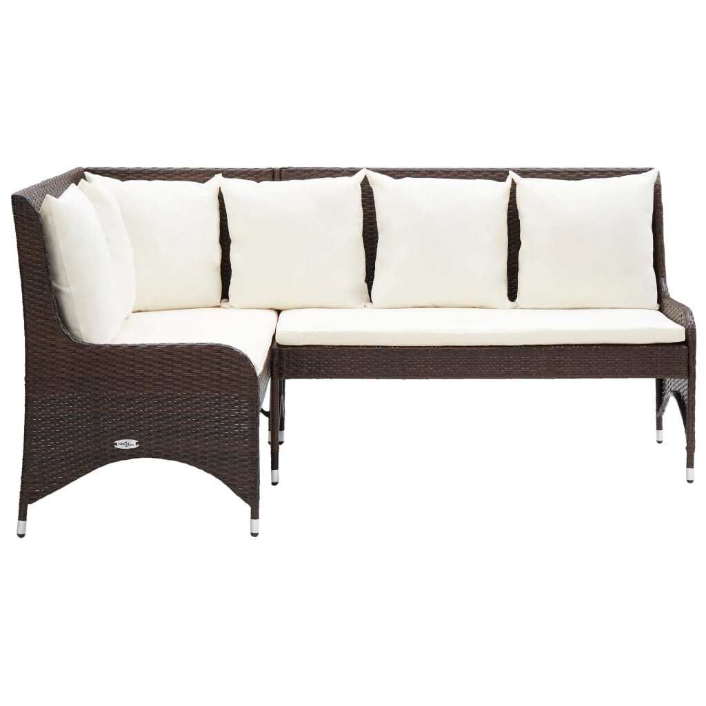 vidaXL Garten-Ecksofa 2-tlg. Poly Rattan Braun Produktbild 