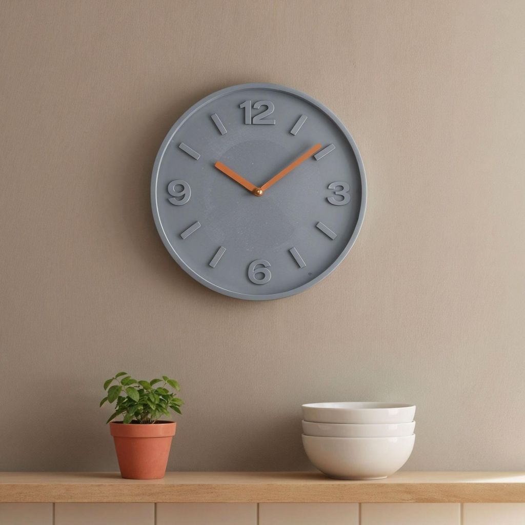 Wanduhr Beton 30cm Grau Kupfer Uhr Betongrau Wanddeko Produktbild 