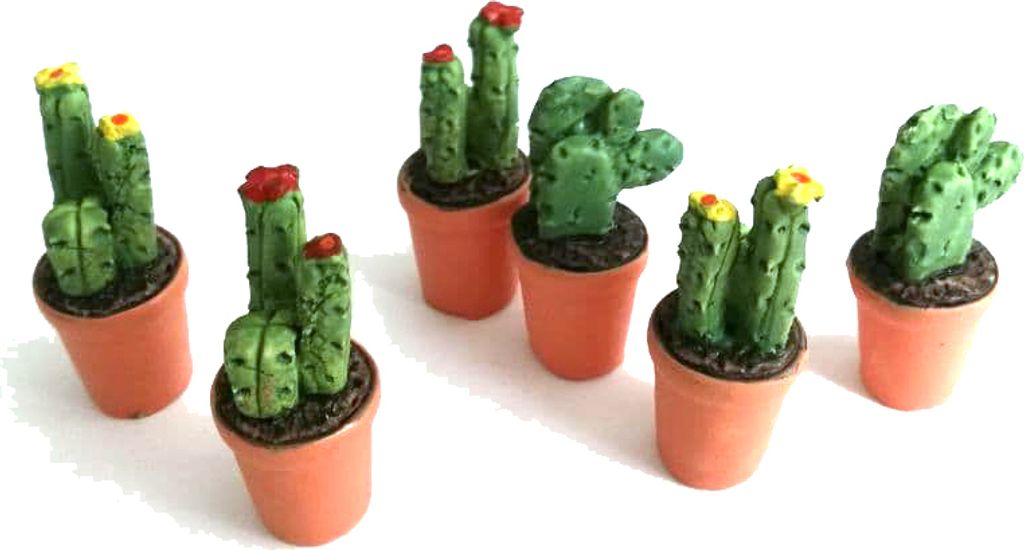 6x Kaktus Puppenhaus Puppenstube Puppenzubehör Kakteen Produktbild 