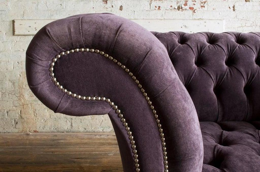 Chesterfield Sofa Fernseh Couch 1 Sitzer Luxus Textil Stoff Couchen Polster #8
