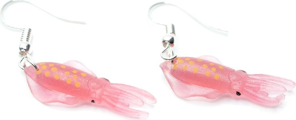Tintenfisch Ohrringe Miniblings Hänger Krake Kalmar Sepia Tauchen rosa
