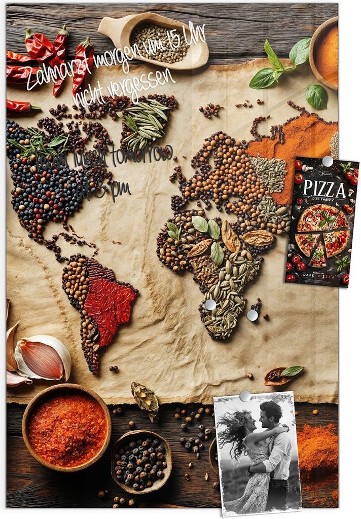 Magnettafel 40x60cm Pinnwand Whiteboard beschreibbar - Weltkarte Vintage