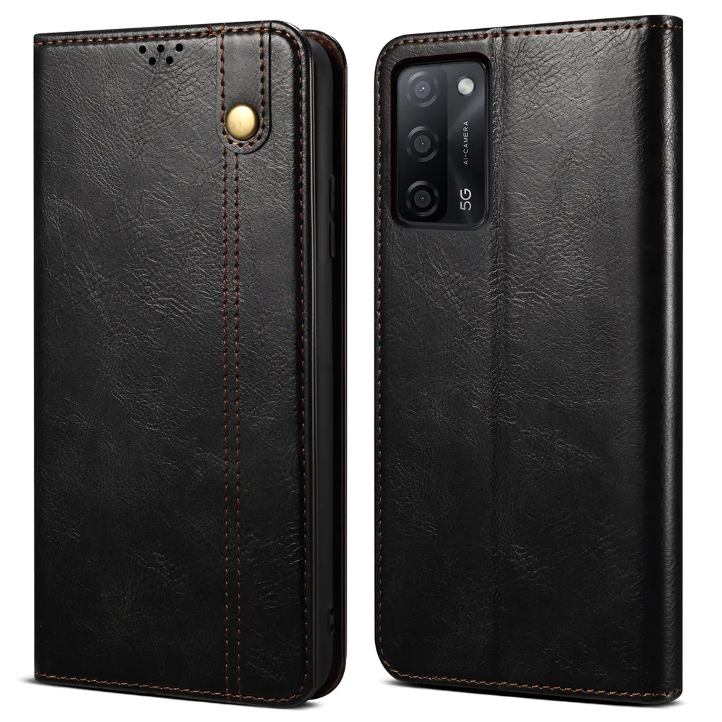 Custodia Robusta OPPO A55 5G Pelle Nera Flip | Ideale per Viaggi