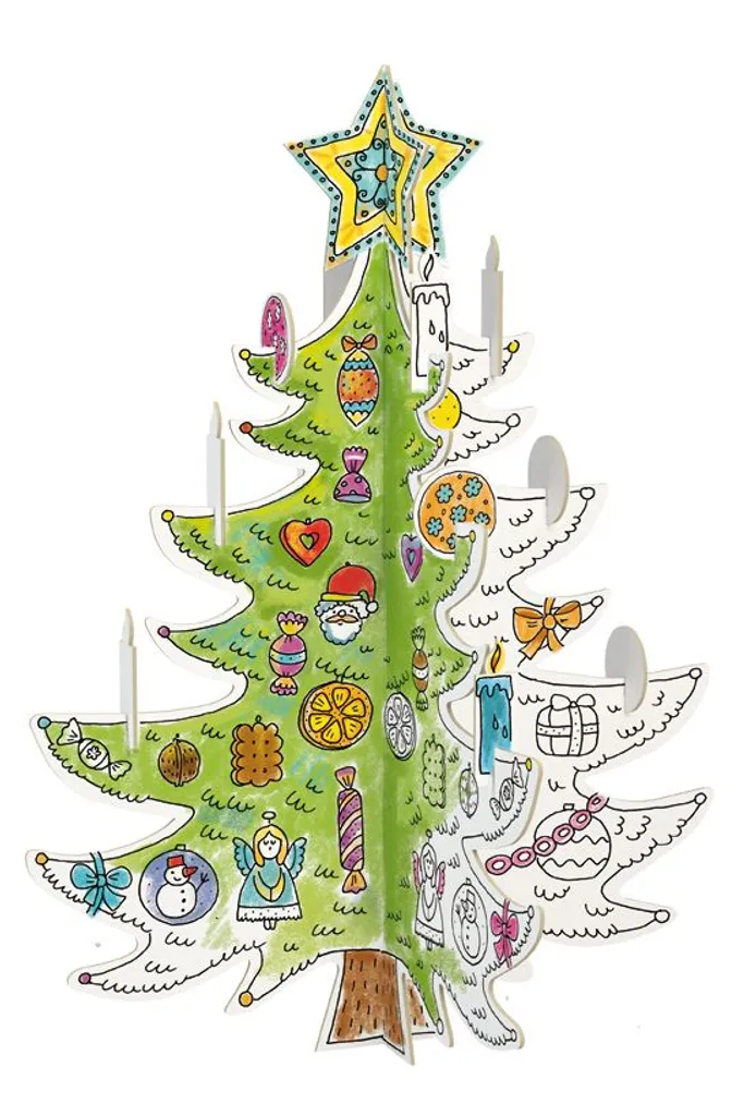 Livre de Coloriage Sapin de Noël 3D Géant à Colorier et Plier