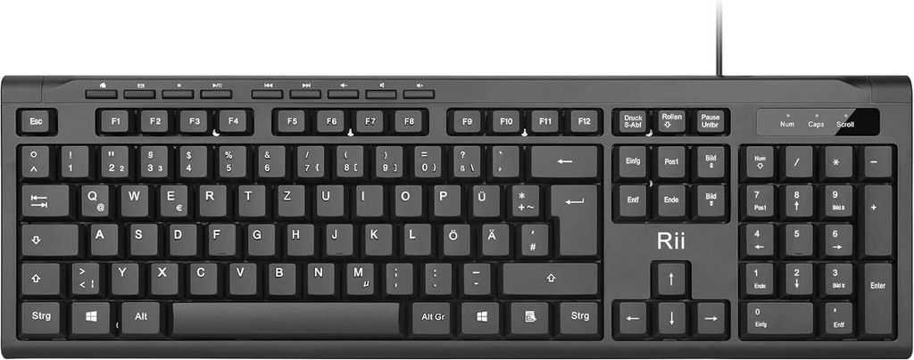 PC Tastatur USB, Business Slim Tastatur mit Kabel für Computer, Laptop, Mac, Windows, macOS, QWERTZ Deutsches Layout– Schwarz