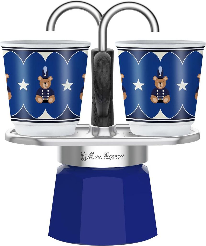 Bialetti 0005349 Manuelle Kaffeemaschine Mokka-Kanne Schwarz, Blau, Edelstahl