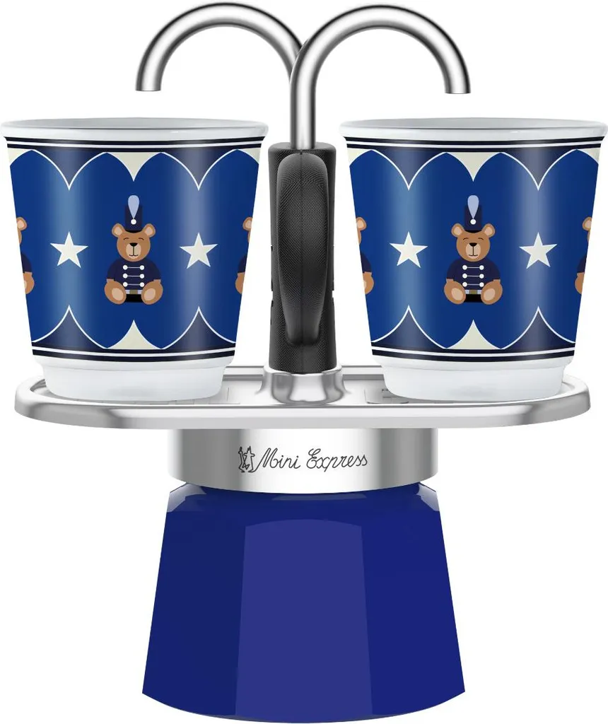 Bialetti 0005349 Manuelle Kaffeemaschine Mokka-Kanne Schwarz, Blau, Edelstahl