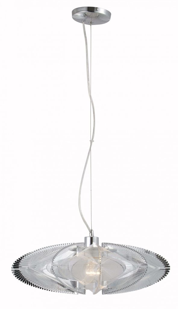 Globo Lighting Hängeleuchte Metall verchromt, Seide klar, Kunststoff, ø: 500mm, H: 1500mm, exkl. 1x E27 60W 230V