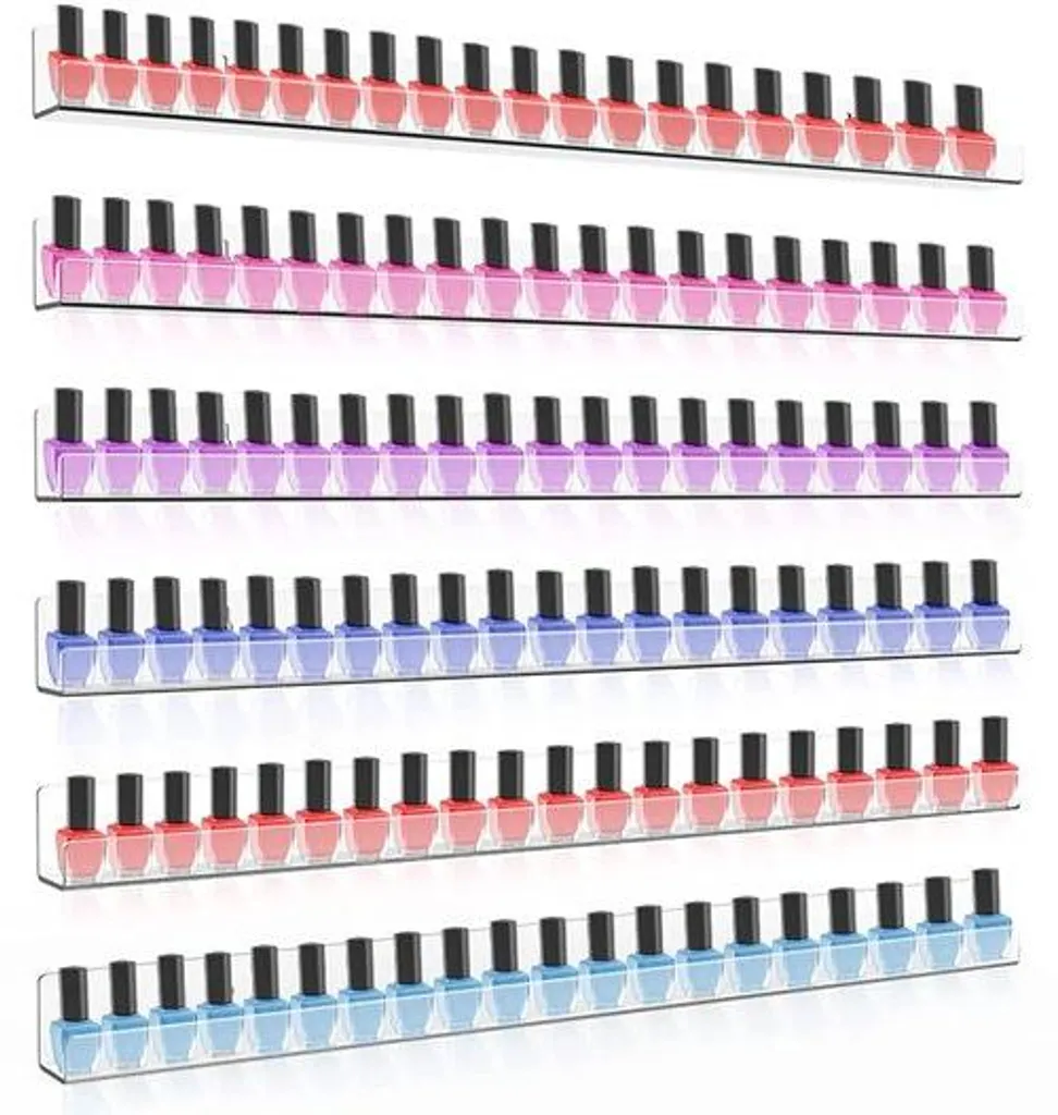 Rangement Vernis à Ongles Mural pour Manucure - 6 Rails Acrylique 61 cm