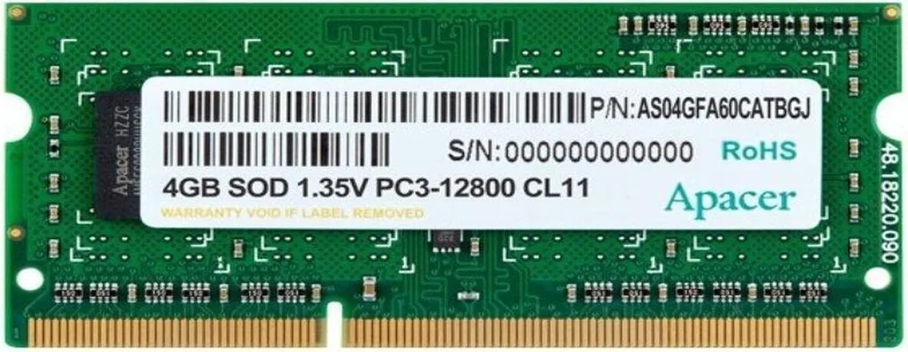 Mémoire vive Apacer 4 Go DDR3 1600 MHz CL11 haute stabilité système