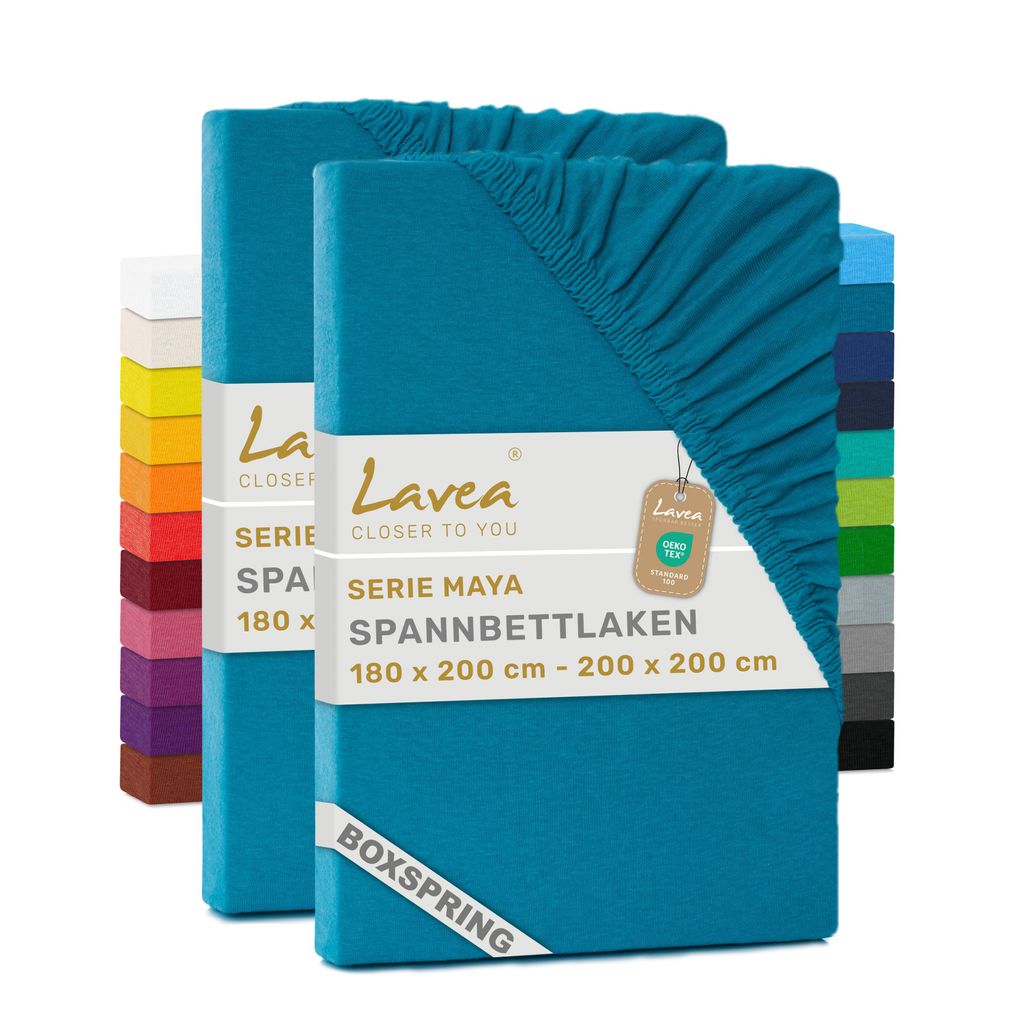 Lavea® 2er Pack Spannbettlaken 180/200x200 cm, Jersey Produktbild 