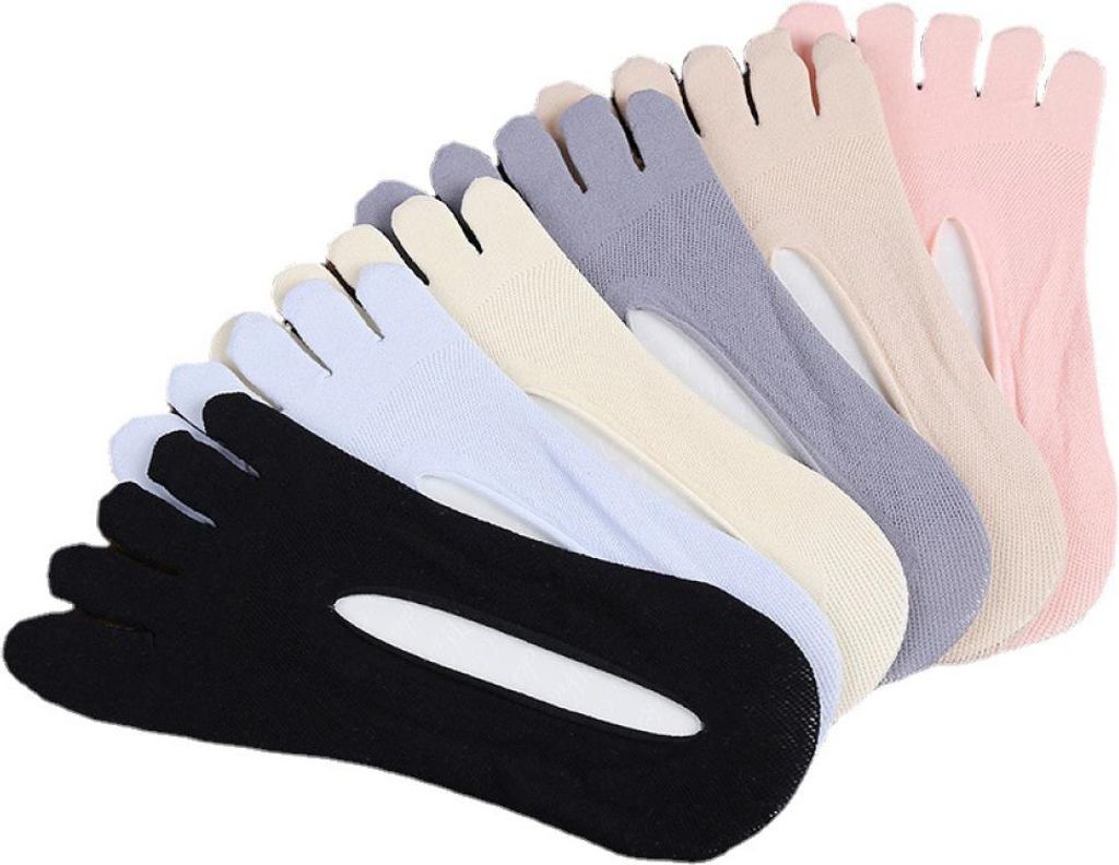 5 Zehensocken in Schwarz, Grau, Rosa, Hautfarben und Weiß Produktbild 