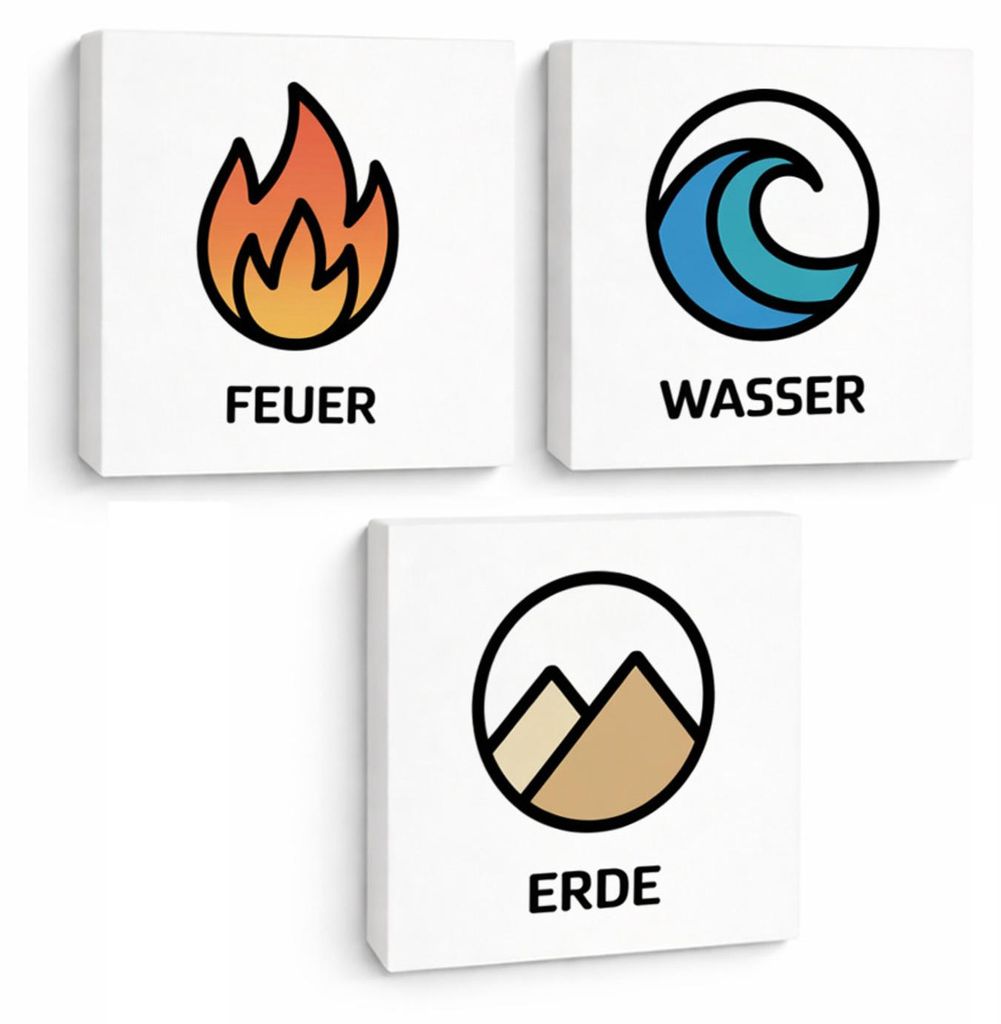 Natur Energie 3er Set Holzbilder in 15x15 cm zum Stellen oder Aufhängen er 3er