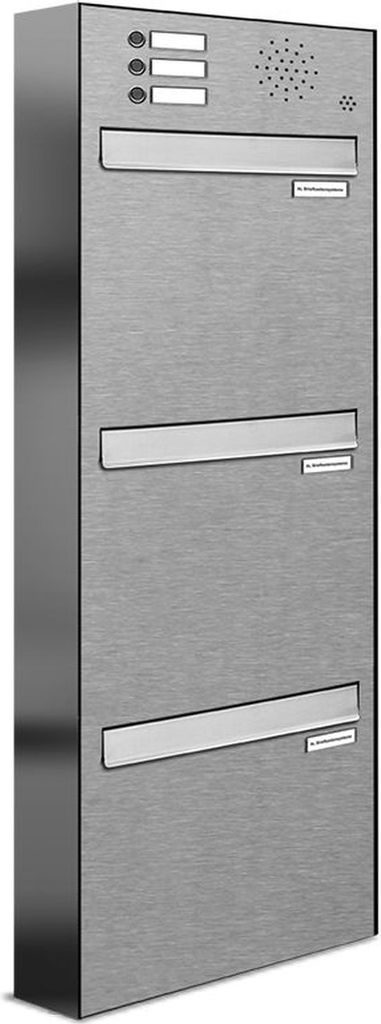 3er V2A Edelstahl Briefkastenanlage für Tür- Zaundurchwurf Klingel