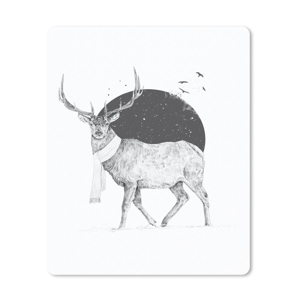 MuchoWow Mauspad Mousepad Hirsch - Halstuch - Mond - Vögel 30x40 cm - Mousepads - Maus Mat - Pad - Mausunterlage - Mausmatten