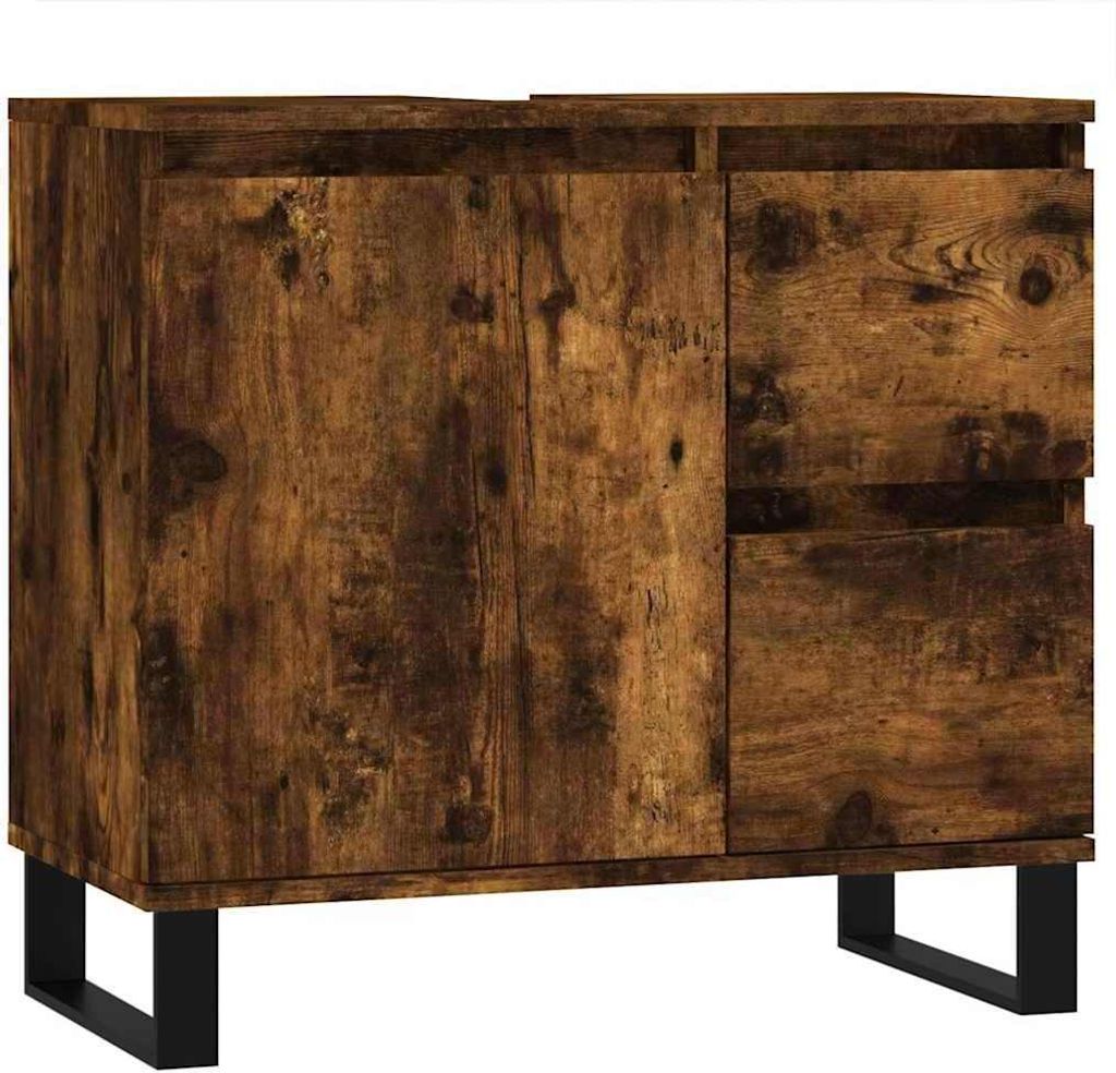 vidaXL Badschrank Räuchereiche 65x33x60 cm Holzwerkstoff