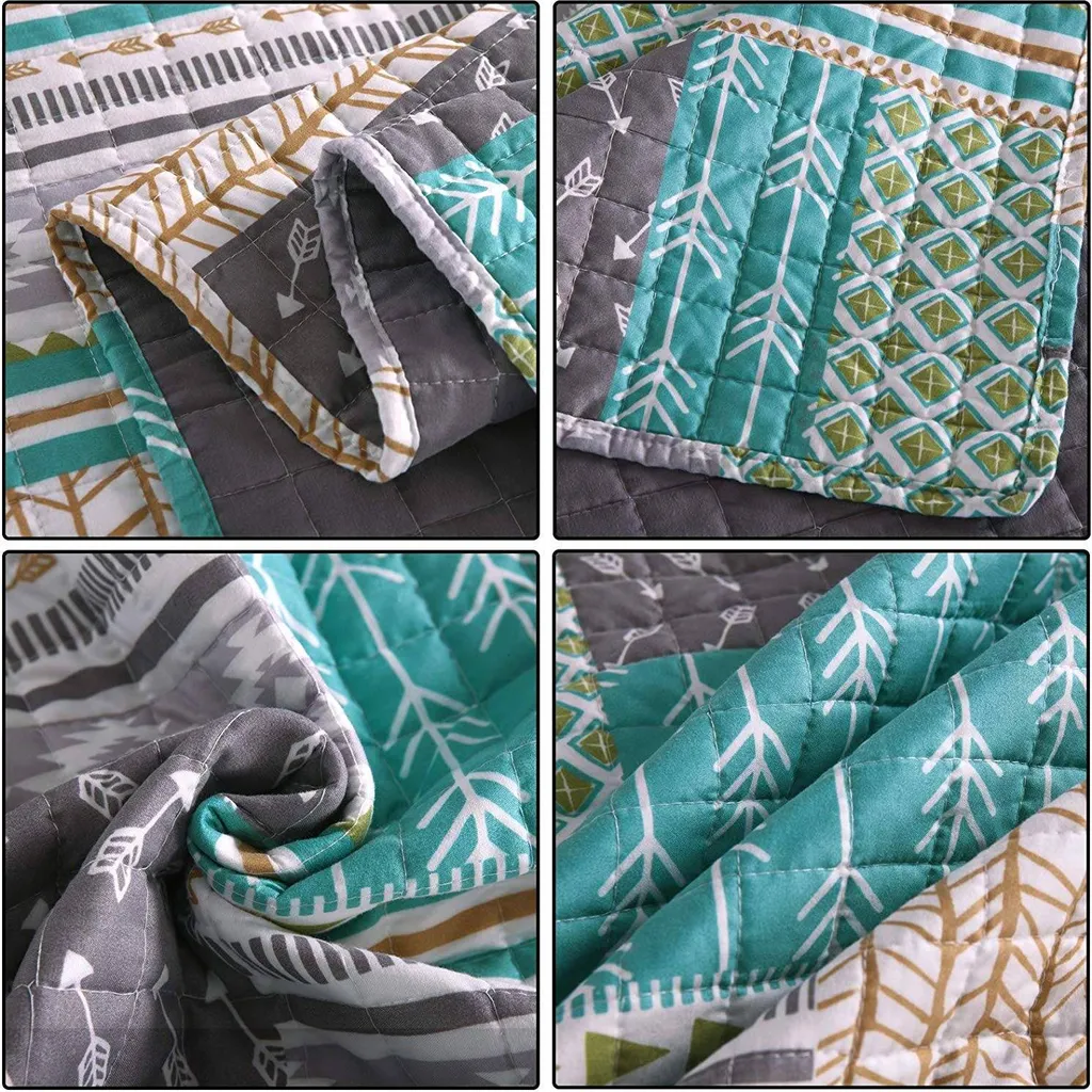 Couvre-lit patchwork Rootz résistant et lavable pour une chambre chic - 3