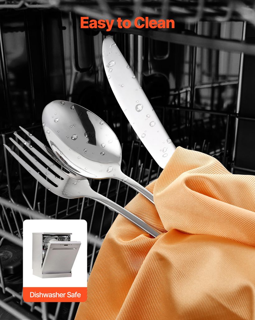 24 Pezzi Set Posate Nere Opache Acciaio Inox 6 Persone con Forchette Cucchiaini