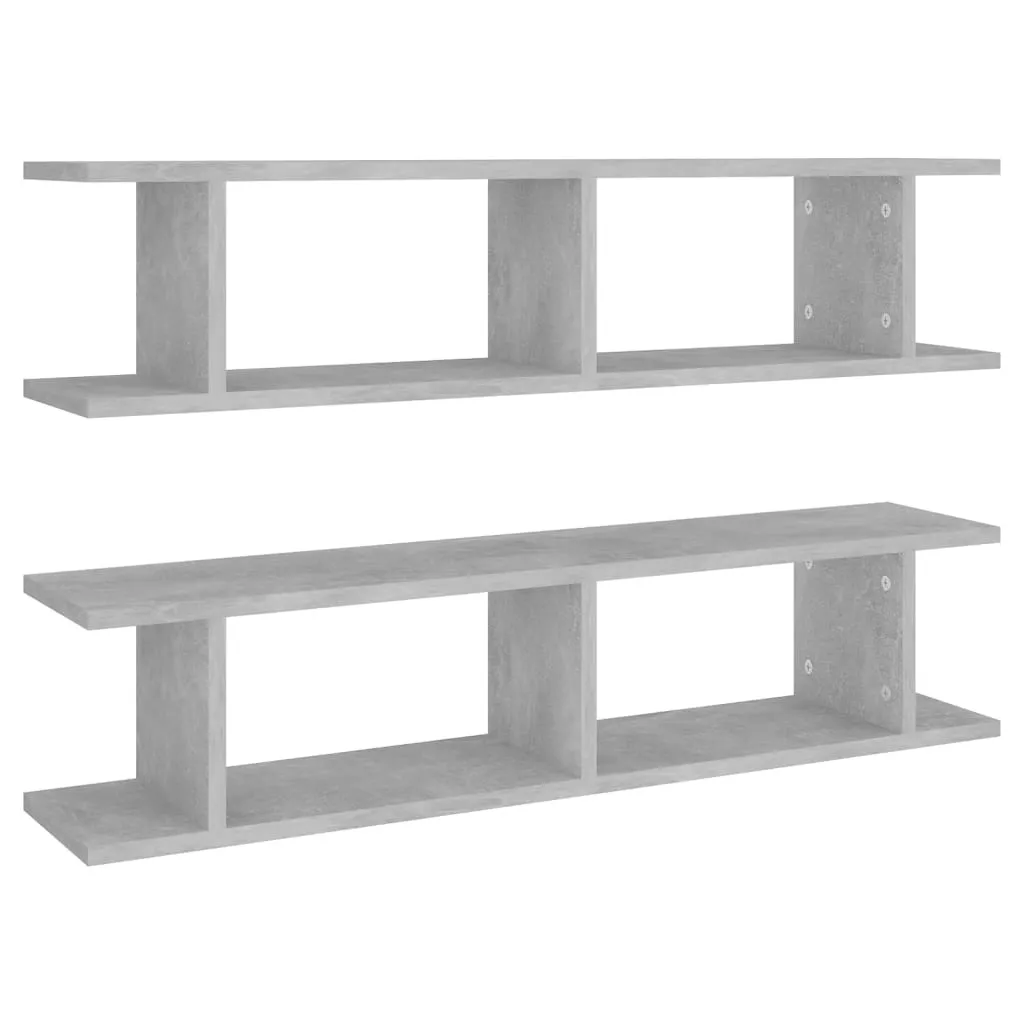 Mensole a Muro Grigio Cemento 90x18x20 cm - Set 2 Pezzi Legno Moderno