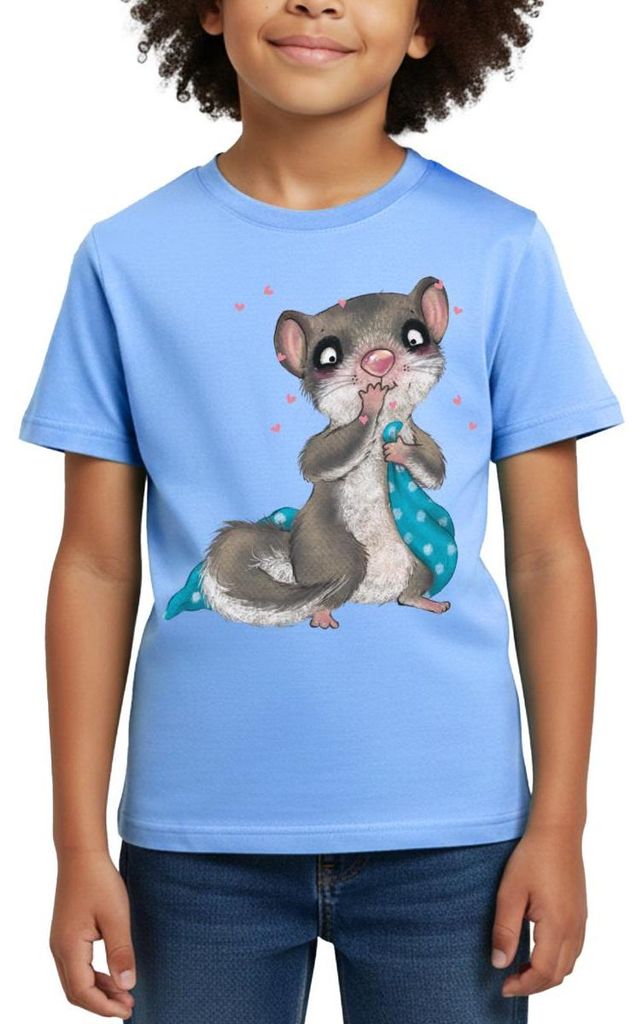 Spreadshirt Der kleine Siebenschläfer Schnuffeldecke Mit Herz Kinder T-Shirt, 110/116 (5-6 Jahre), Himmelblau