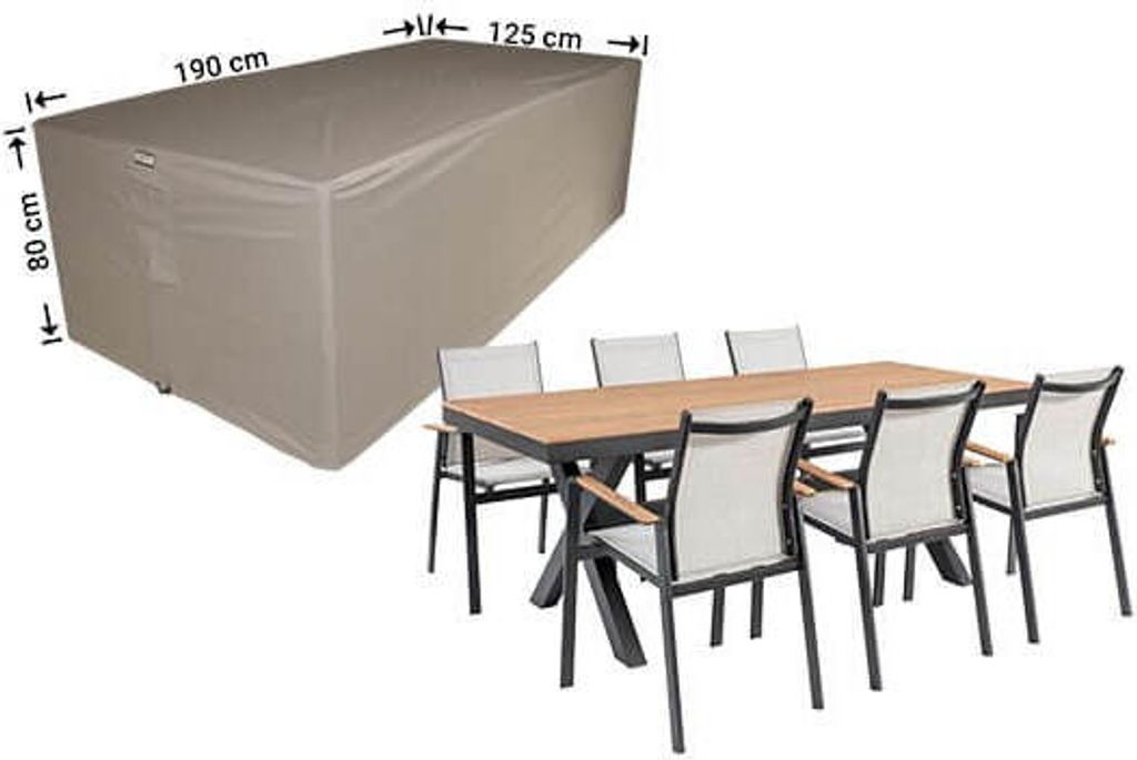 Raffles Covers Gartenmöbel Abdeckung Rechteckig 190 x 125 H: 80 cm | Atmungsaktiv | Wasserdicht | UV-beständig | Doppelnähte | Elastischer Korde...