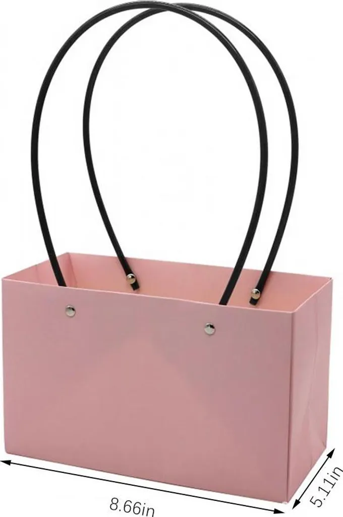 Sac Bouquet de Fleurs Imperméable en PVC Rose avec Poignées Robustes