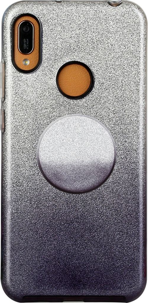 für HUAWEI Y5 2019/HONOR 8S/Y5/PSmart/Honor 10 LITE Handy Case Gradient Farbe Glitzer Pulverabdeckung mit Airbag Bracket schwarz