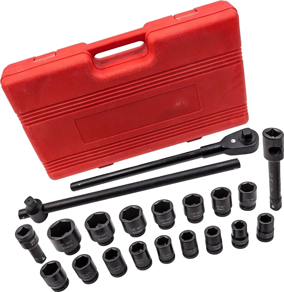 Jeu de clés à chocs 16 pièces avec embouts longs 19-50 mm en coffret
