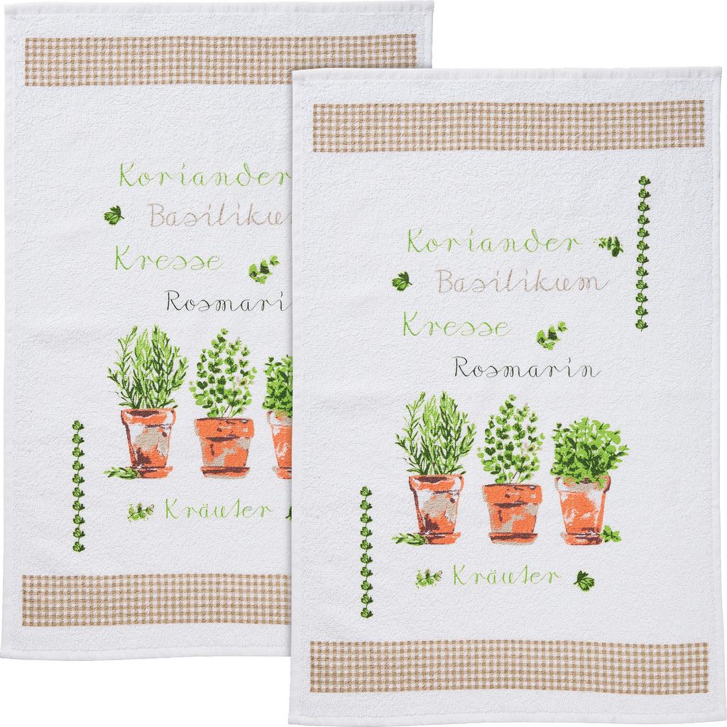 Erwin Müller Frottier-Geschirrtuch 2er-Pack Kräuter 45x70 cm